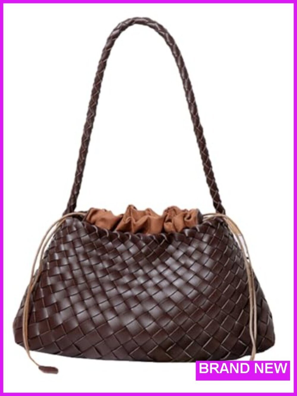 Suede Woven Hobo Bucket Purse Underarm Shoulder Bag Tote Handbag Clutch - Picture 1 of 6